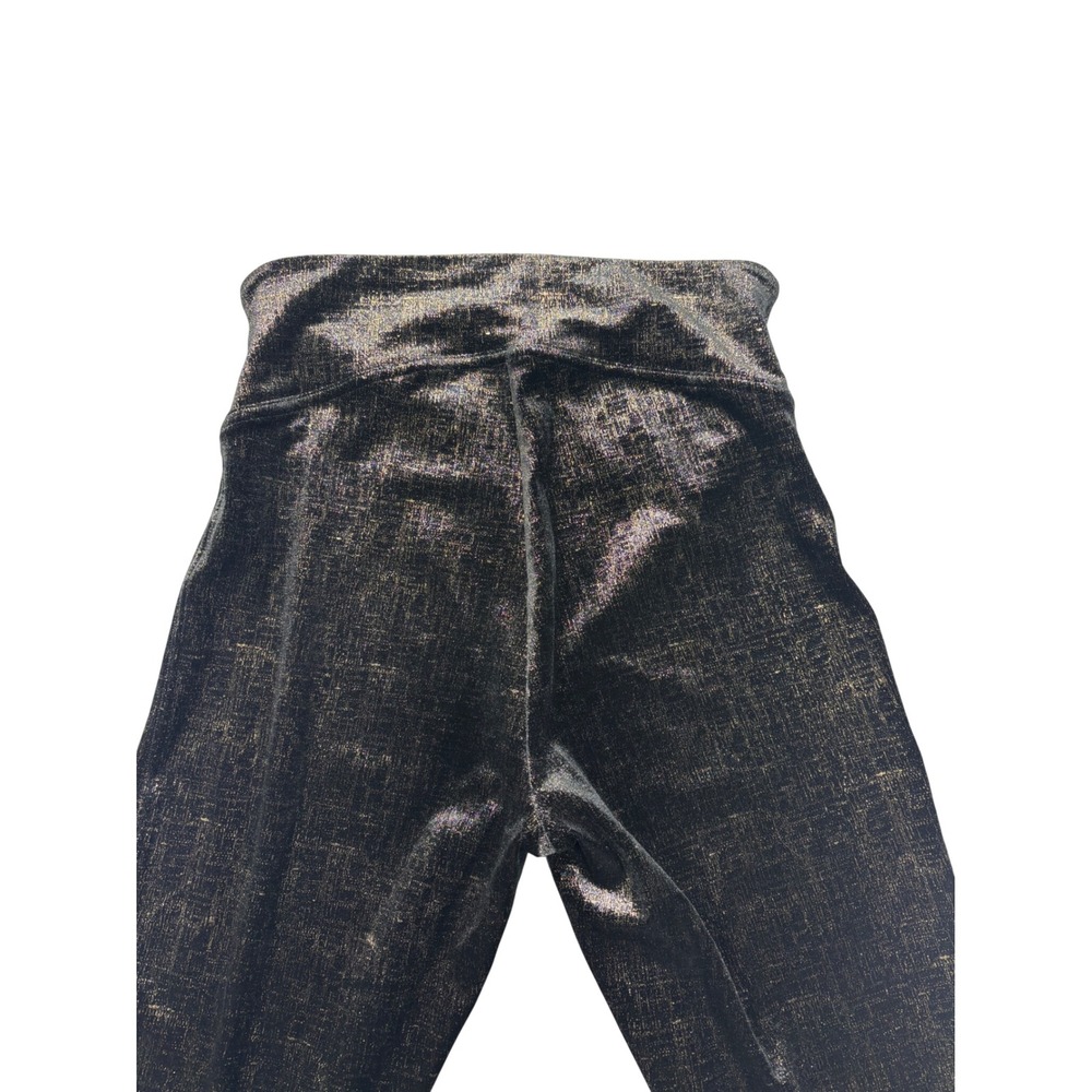 SPANX Shape Small Velvet Black Gold Metallic Textured High Waist Leggings Shine - Picture 7 of 14